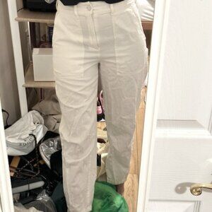 Massimo dutti white trousers -- cotton & linen